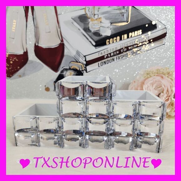 { bebe } Silver like Rhinestone mirrored Brushes, pencil, pens Organizer NWT - Picture 3 of 6